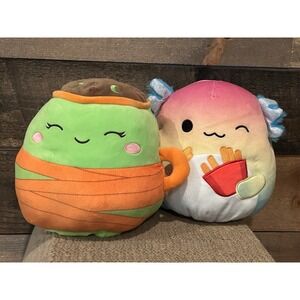 Lot‎ of 2 Squishmallows Flip Ables Kellytoy 8" Plush Hot chocolate & Fries